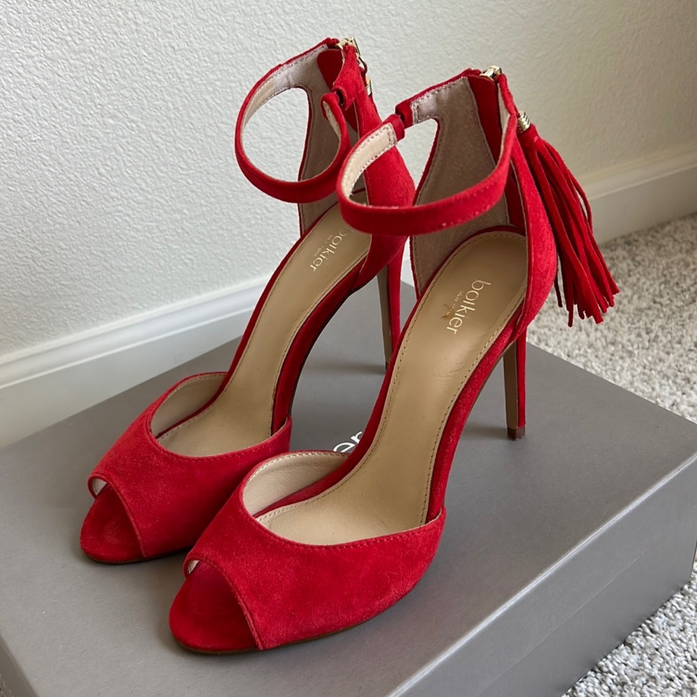 Botkier Anna Sandal in red color Poppy Suede